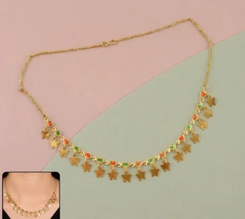 Gold Charm Necklace with Colorful Stones & Butterfly Drops
