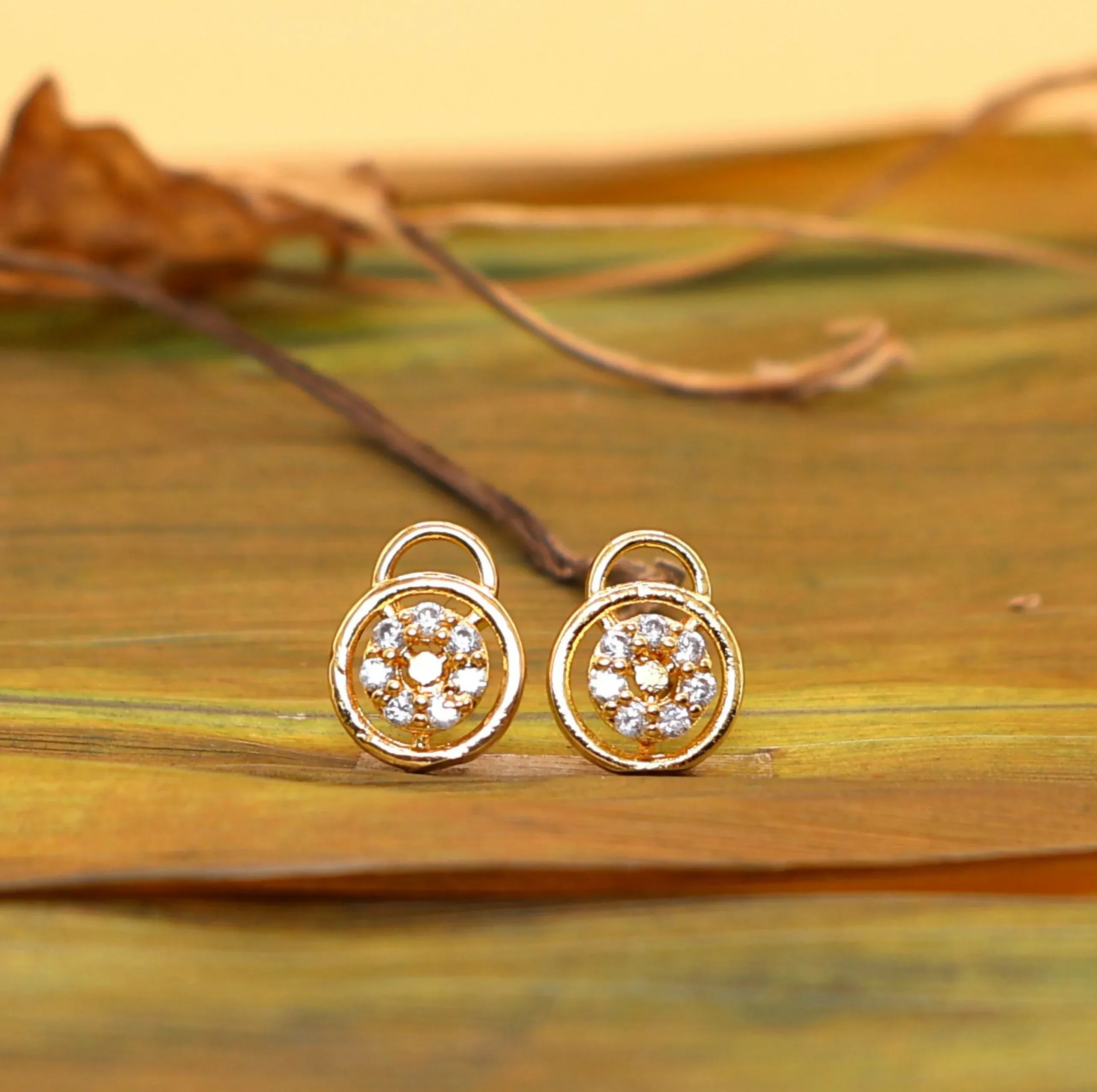 Premium Dainty Gold Lock & Key Stud Earrings with AD for women & girls - Buy Online at Alikart