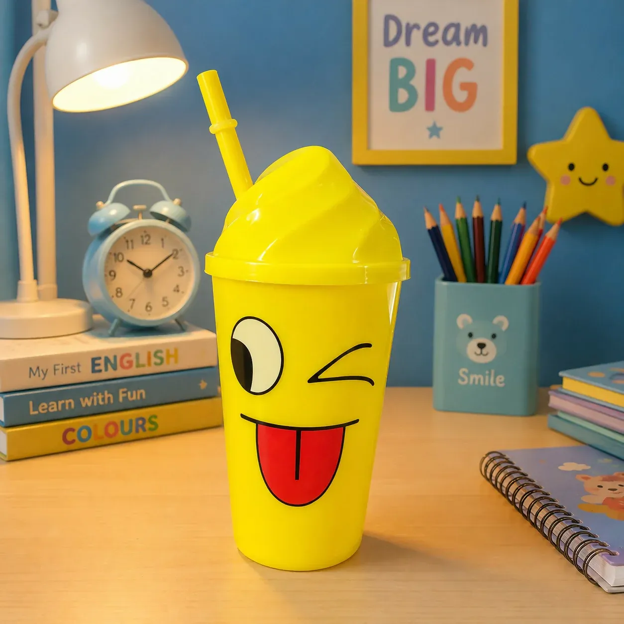 Premium Emoji Sipper Cup – Kids Drinkware with Spill-Proof Lid - Buy Online at Alikart