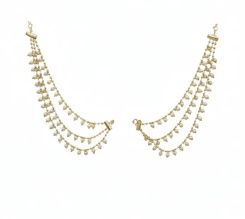 Traditional White Pearl Kaan Chain for Heavy Earrings Support
