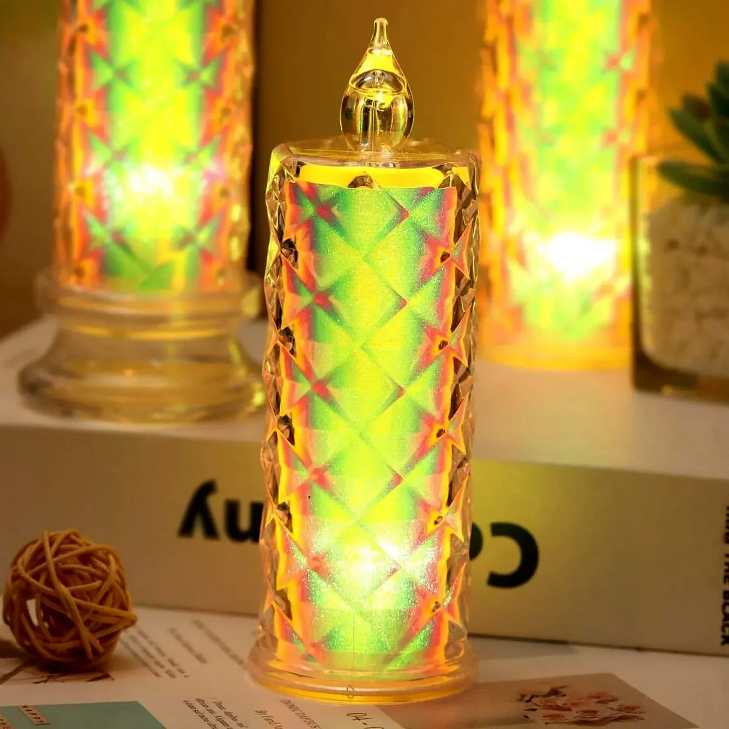 LED Flameless Candle Lights – Set of 3 Crystal Decorative Lights - Detailed Feature View 6