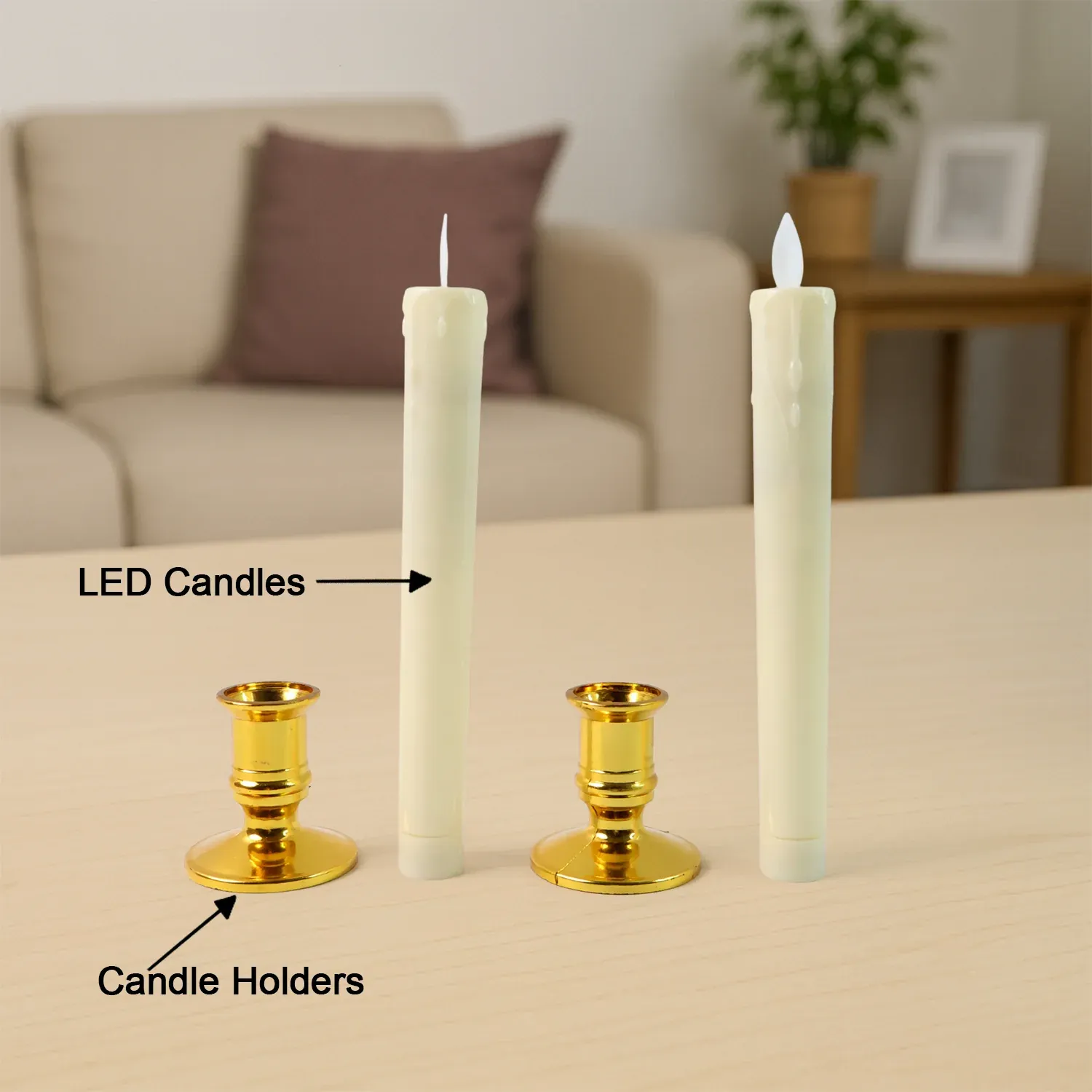 LED Flameless Taper Candles – Set of 2 Realistic Flickering Lights - Detailed Feature View 4