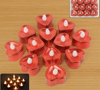 Heart Shaped LED Tea Light Candles (Mix Color / 12 Pc)