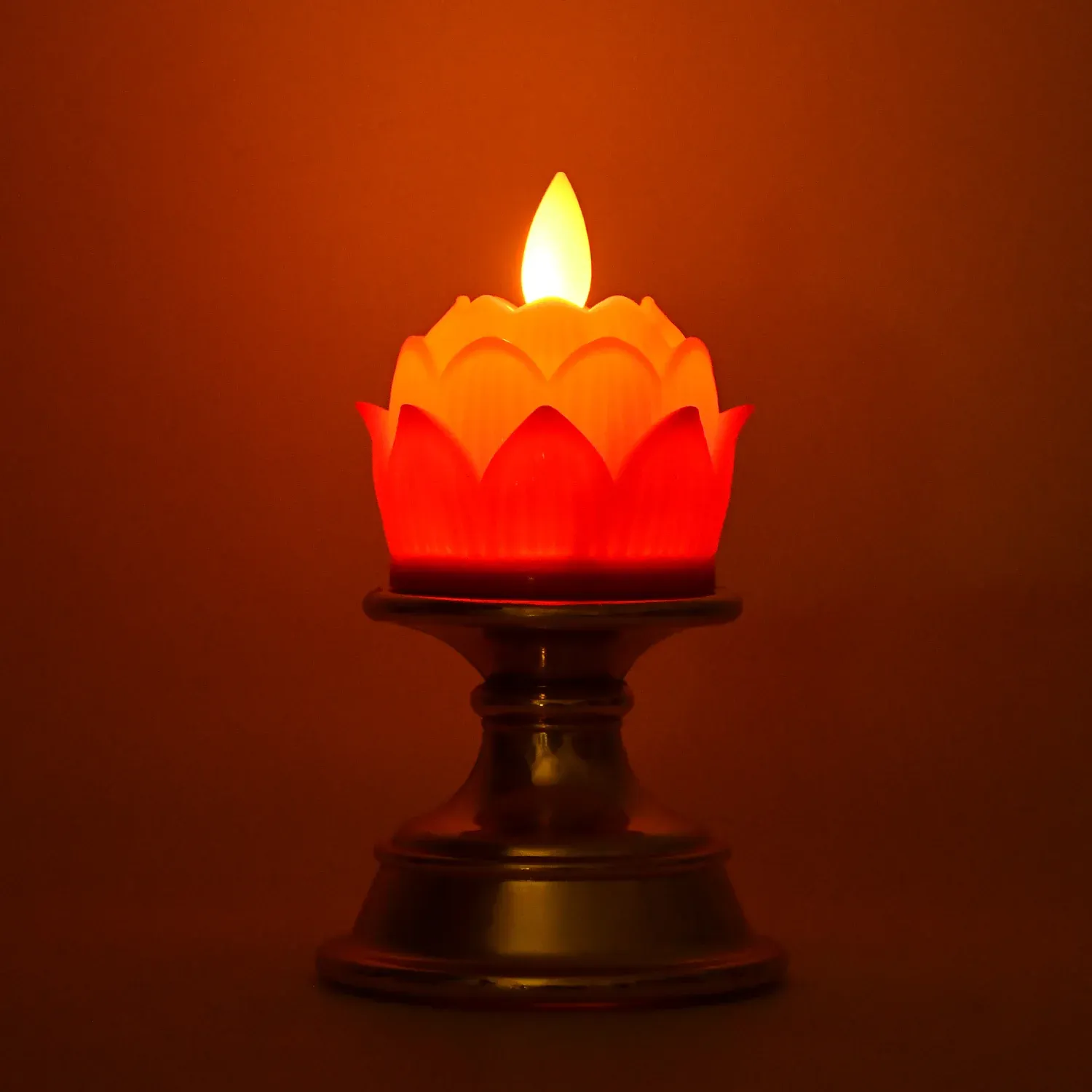 Premium Lotus Shaped LED Flameless Candle with Decorative Holder (1 Pc) - Detailed Feature View 5