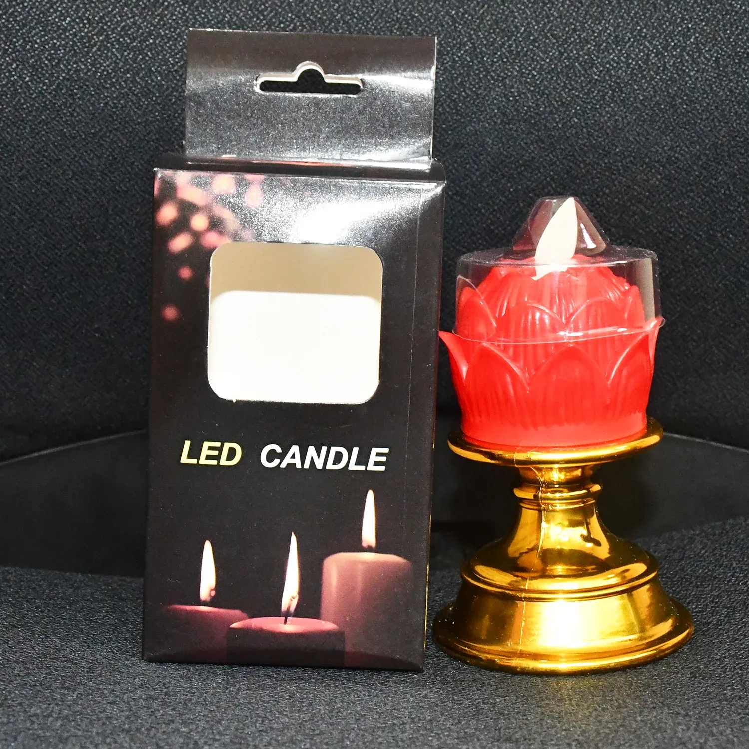 Premium Lotus Shaped LED Flameless Candle with Decorative Holder (1 Pc) - Detailed Feature View 6