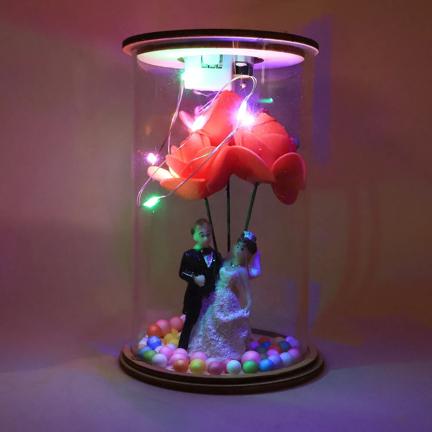Wedding Couple with LED Rose Lamp (1 Pc) - Detailed Feature View 3