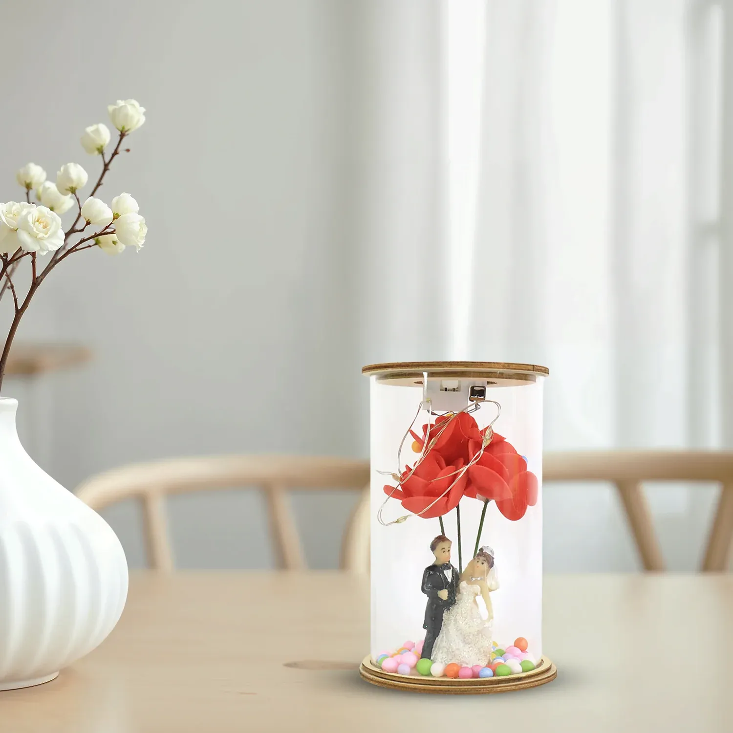 Wedding Couple with LED Rose Lamp (1 Pc) - Detailed Feature View 5