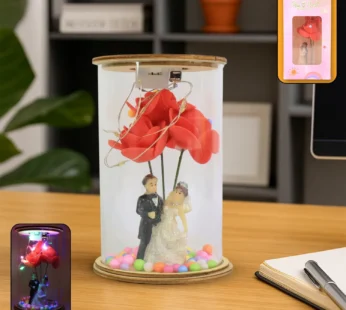 Wedding Couple with LED Rose Lamp (1 Pc)