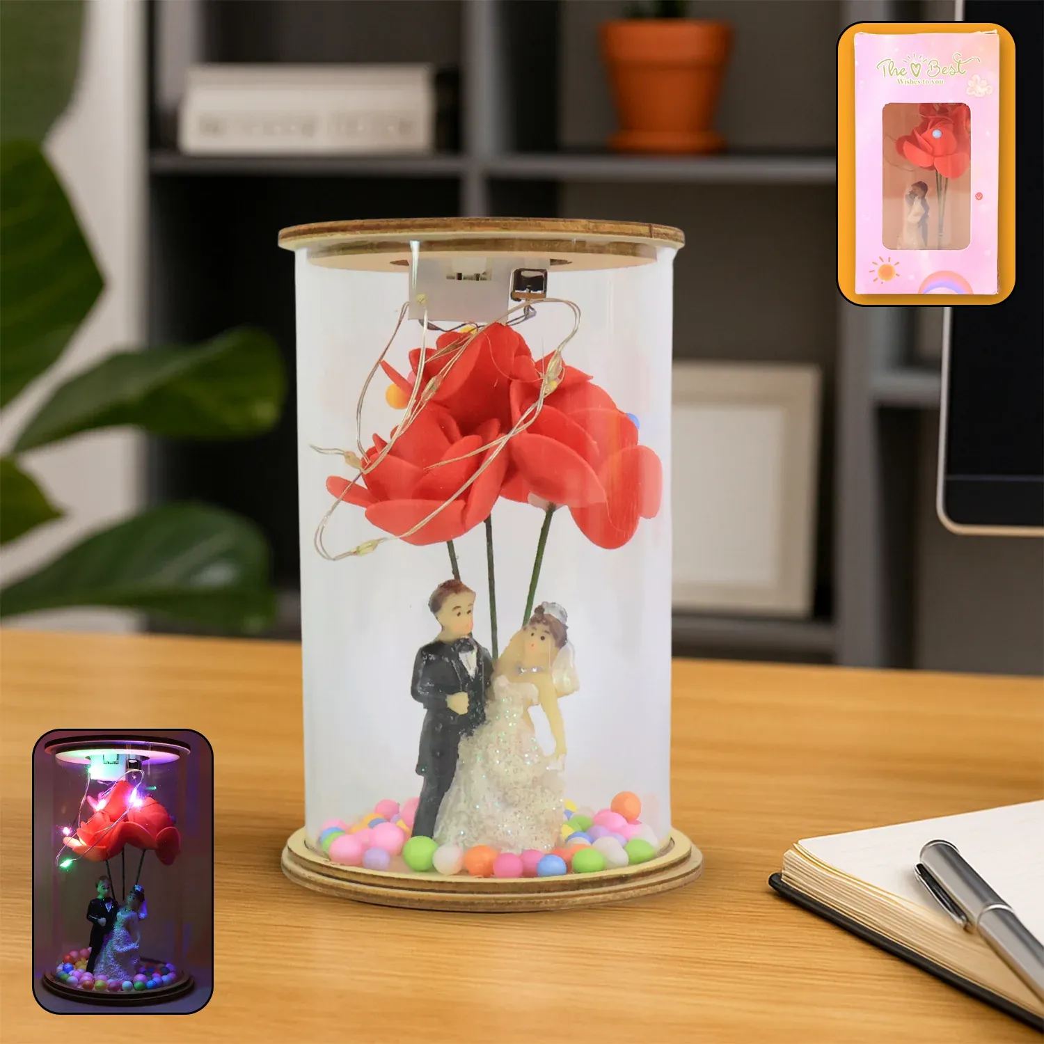 Premium Wedding Couple with LED Rose Lamp (1 Pc) - Buy Online at Alikart