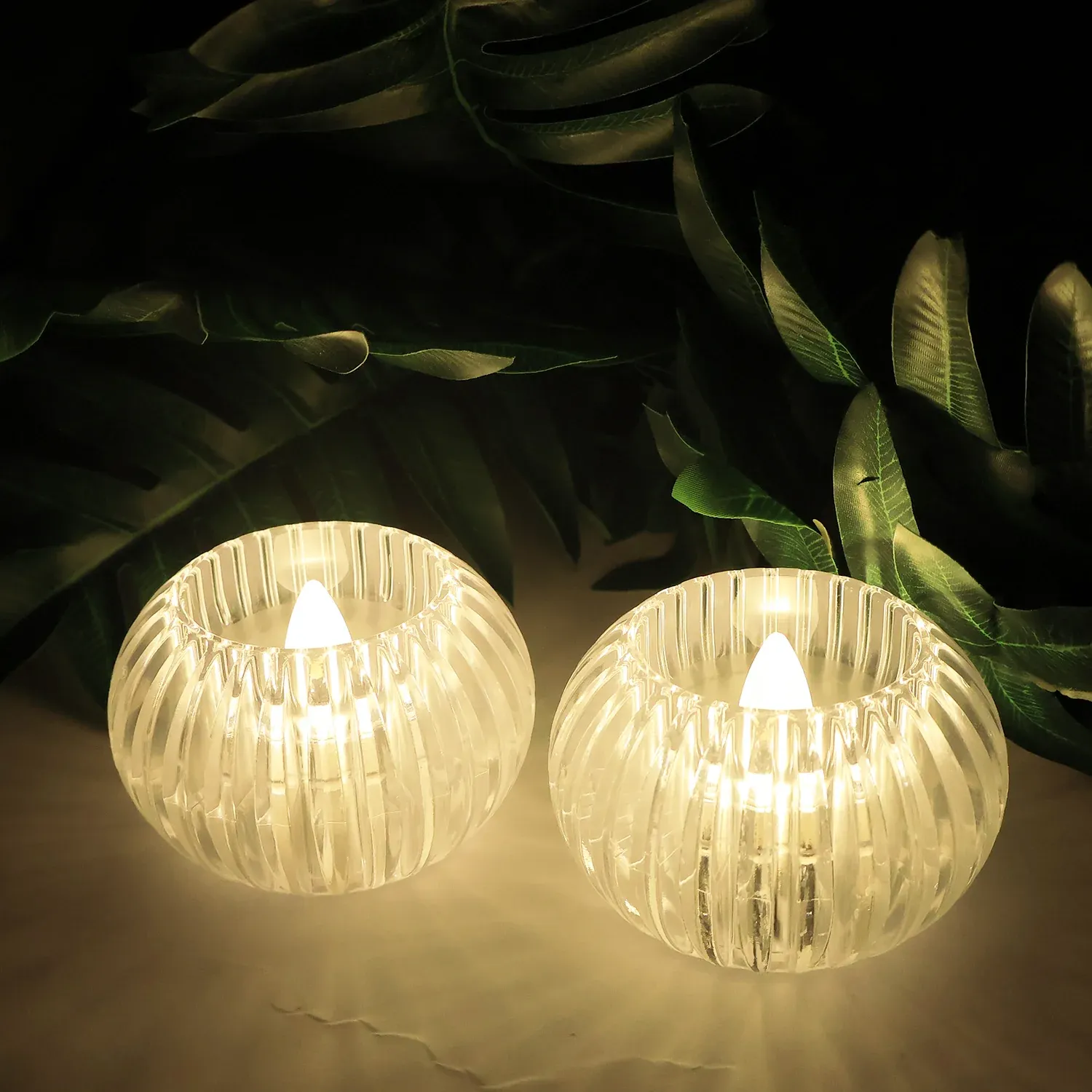 Set of 12 LED Crystal-Effect Flameless Smokeless Decorative Candles - Detailed Feature View 5
