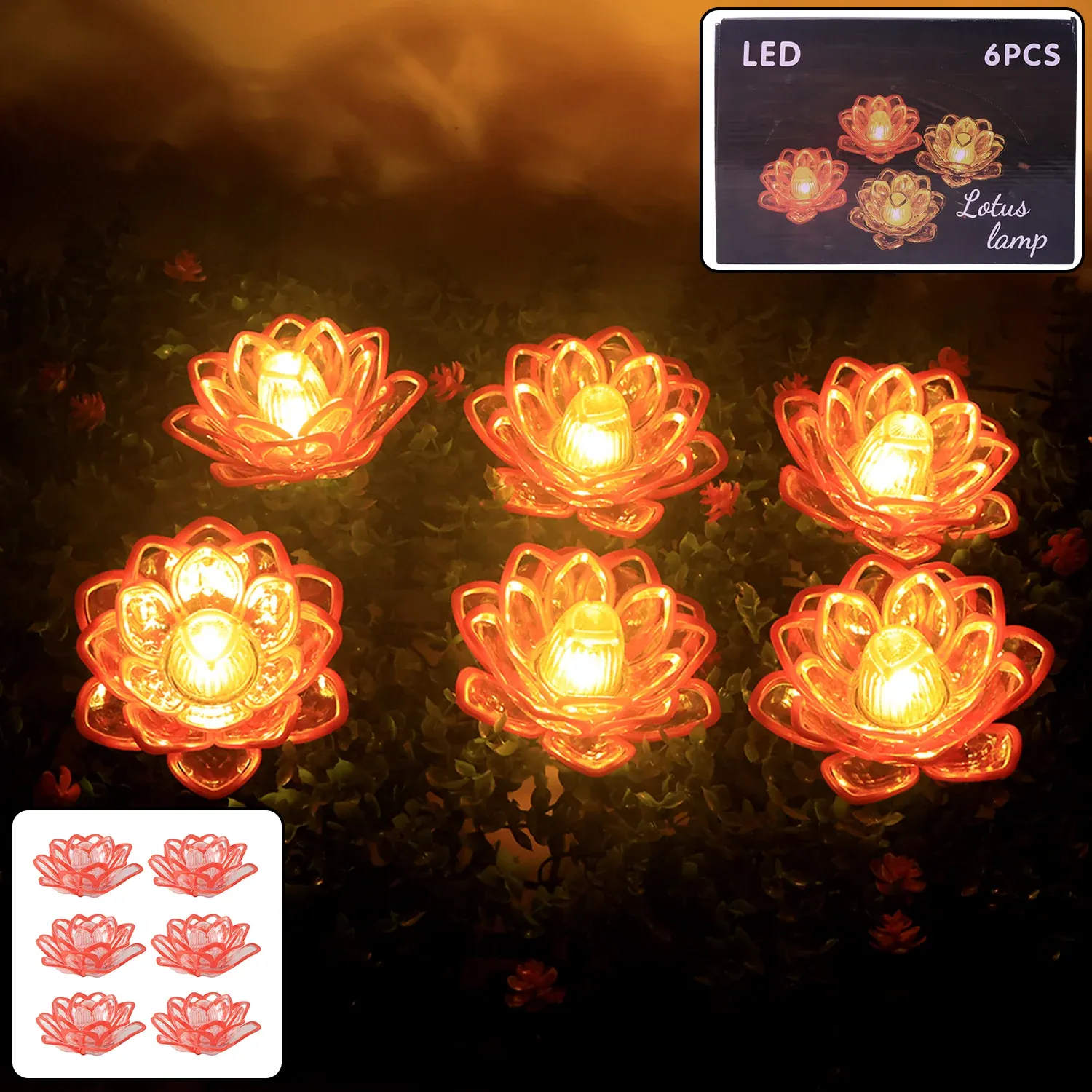 Premium Lotus Shaped LED Flameless Candles – Set of 6 Decorative Lights - Buy Online at Alikart