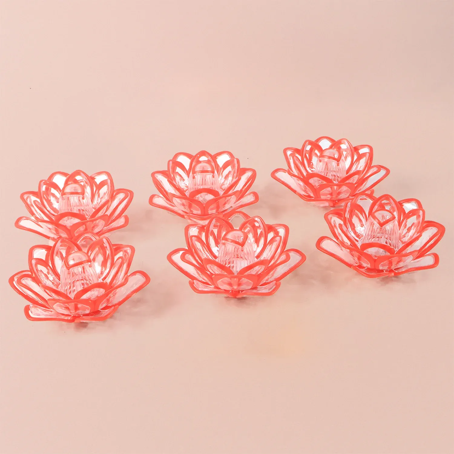 Lotus Shaped LED Flameless Candles – Set of 6 Decorative Lights - Detailed Feature View 6