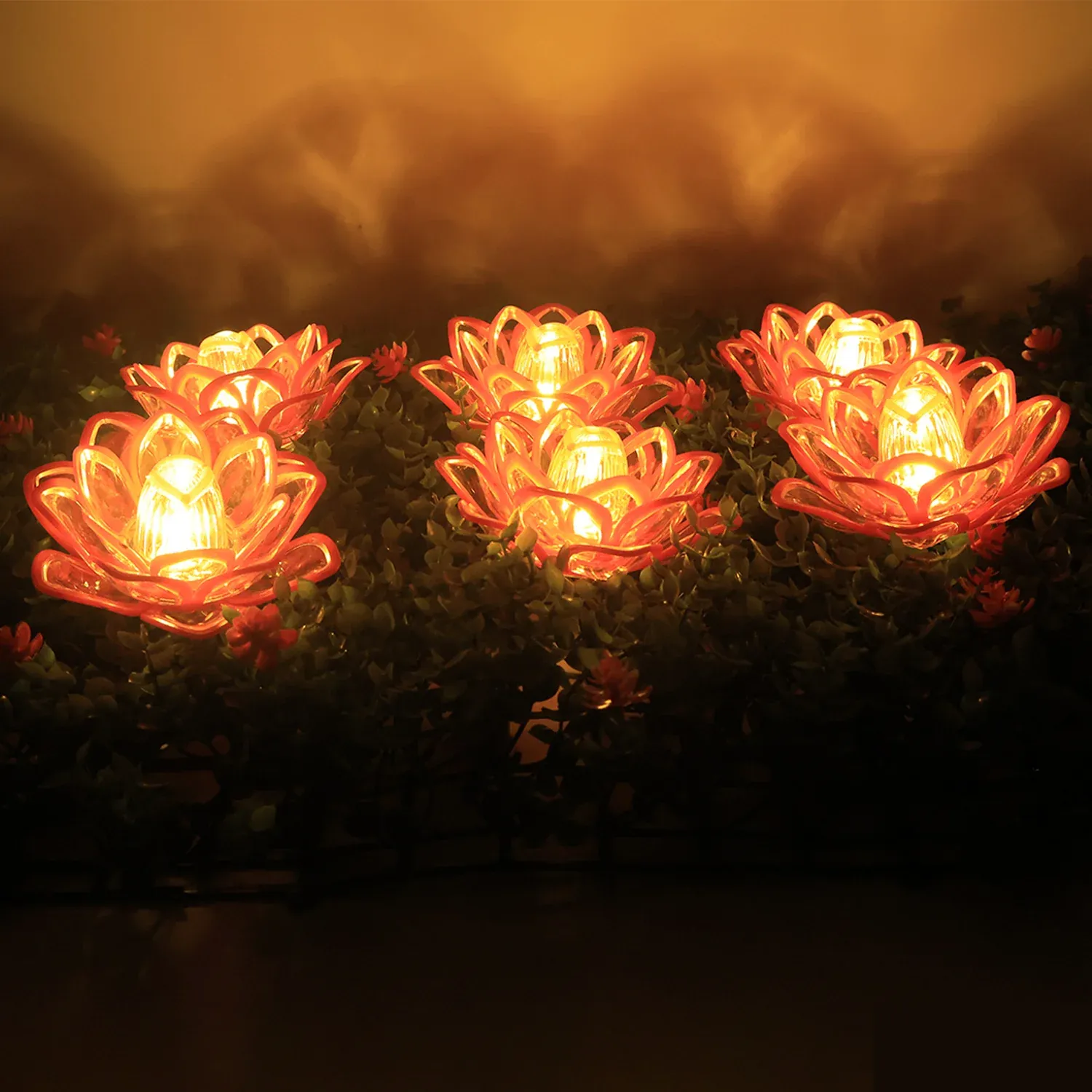 Lotus Shaped LED Flameless Candles – Set of 6 Decorative Lights - Detailed Feature View 2