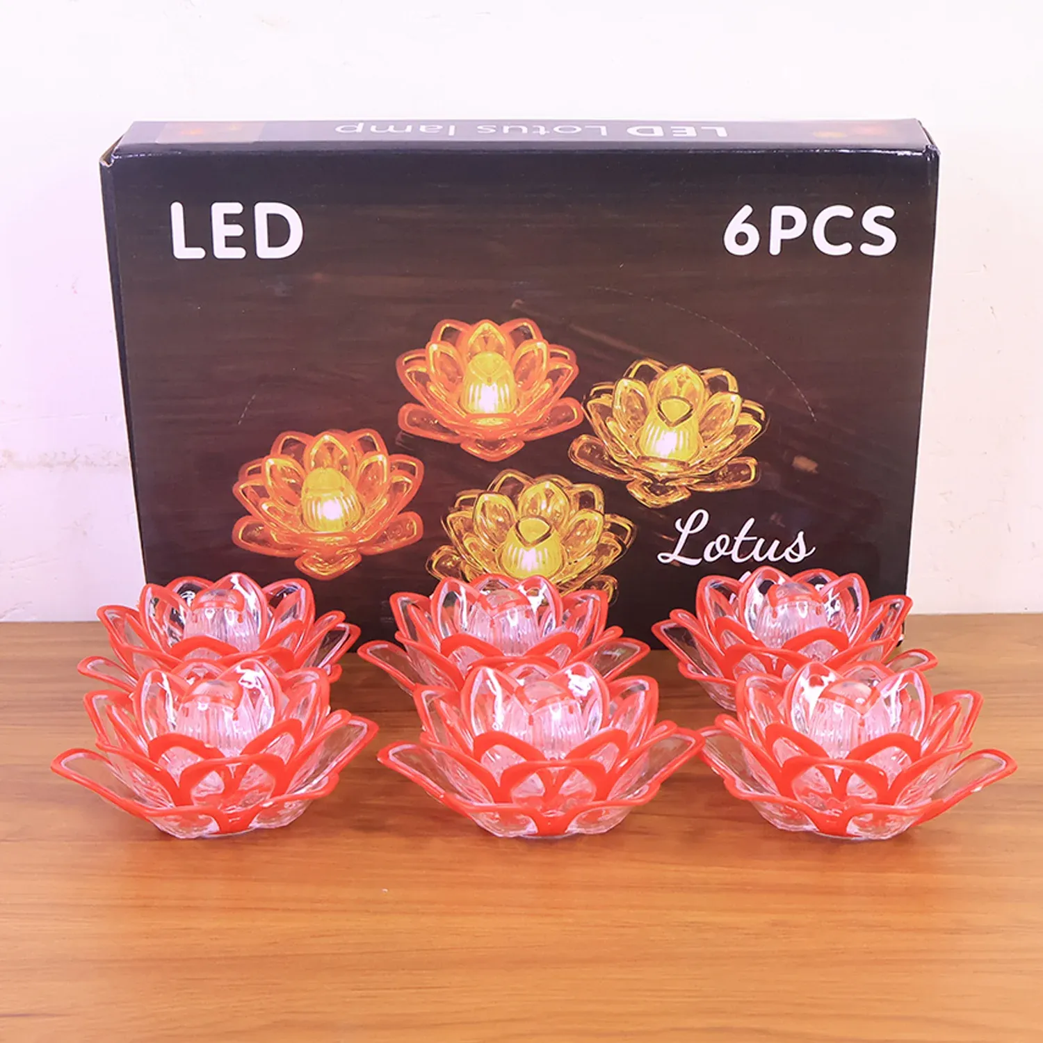 Lotus Shaped LED Flameless Candles – Set of 6 Decorative Lights - Detailed Feature View 8