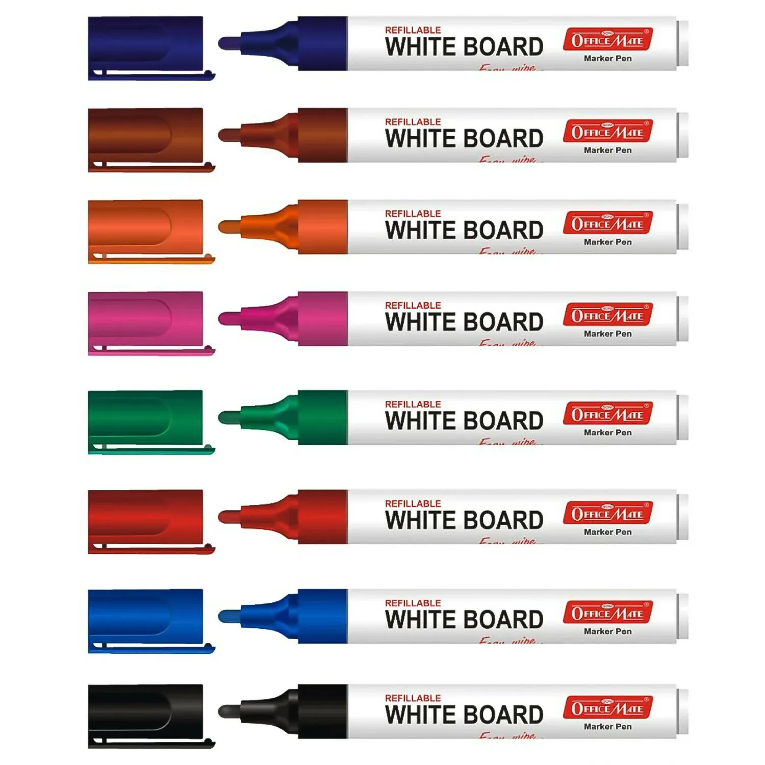 Whiteboard Marker Set – 8 Vibrant Refillable Colours - Detailed Feature View 4