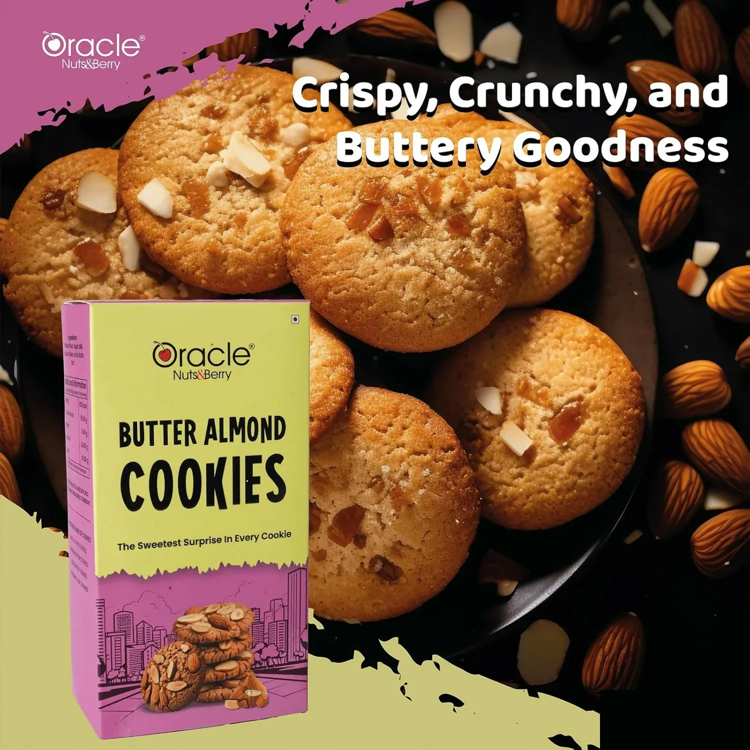 Oracle Butter Almond Cookies – Crunchy Butter & Almond Biscuits 200gm