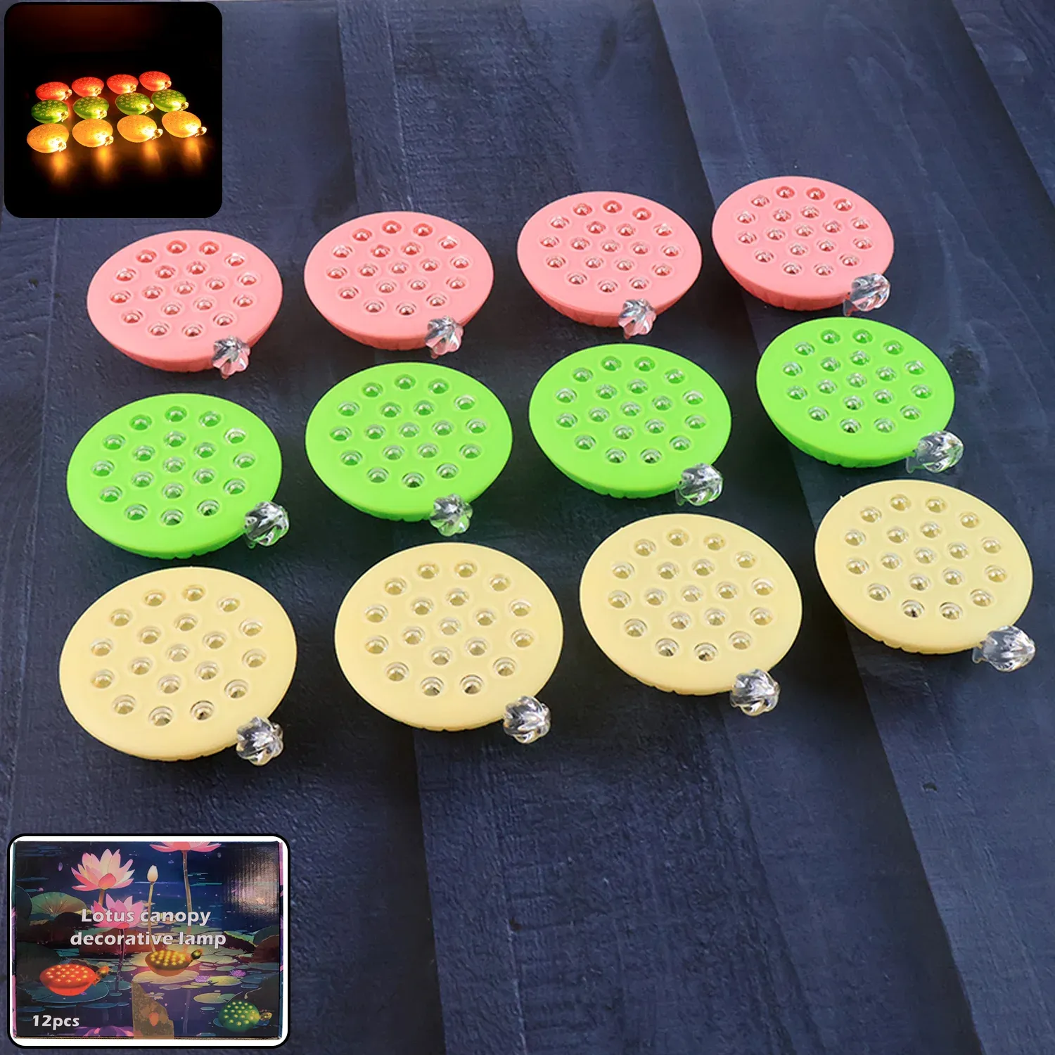 Premium Lotus Canopy LED Decorative Lamps – Set of 12 Multicolor Flameless Lights - Buy Online at Alikart