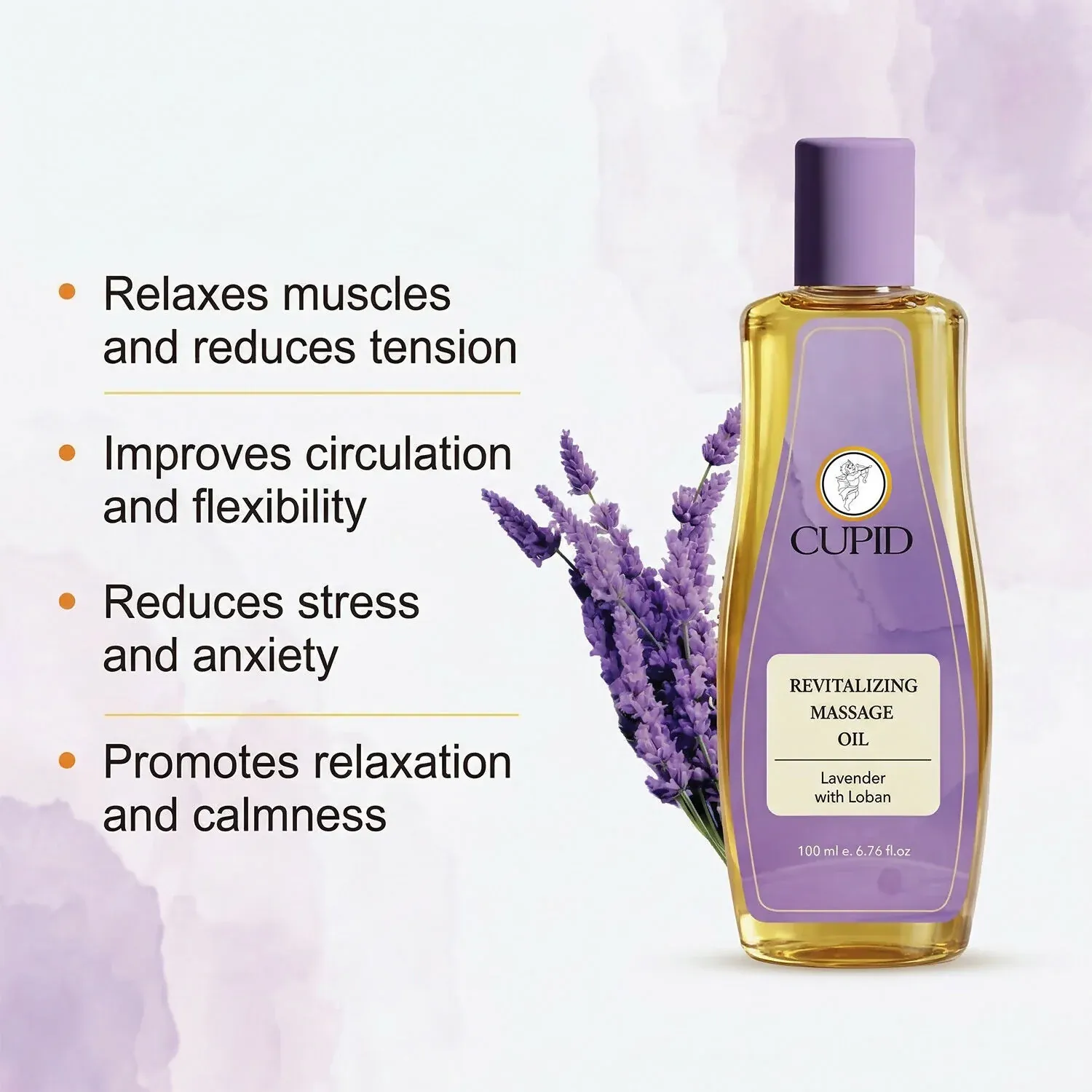 Cupid Revitalizing Massage Oil with Lavender & Loban Relaxing Body Care Oil (100 Ml) - Detailed Feature View 1