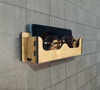 Wooden Wall Mounted Sunglasses Holder – Minimalist Organizer with Shelf