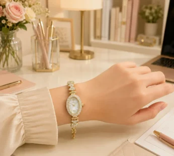 Women’s Elegant Crystal Studded Bracelet Watch Assorted Dial Design (Any Design 1 PC)
