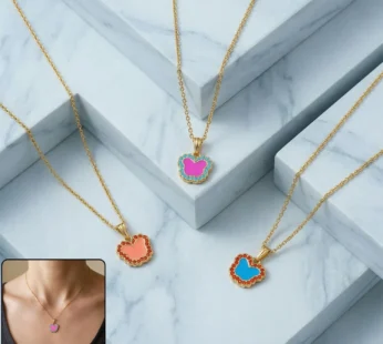 Cute Butterfly-Shaped Gold Pendant Necklace with Color Stones