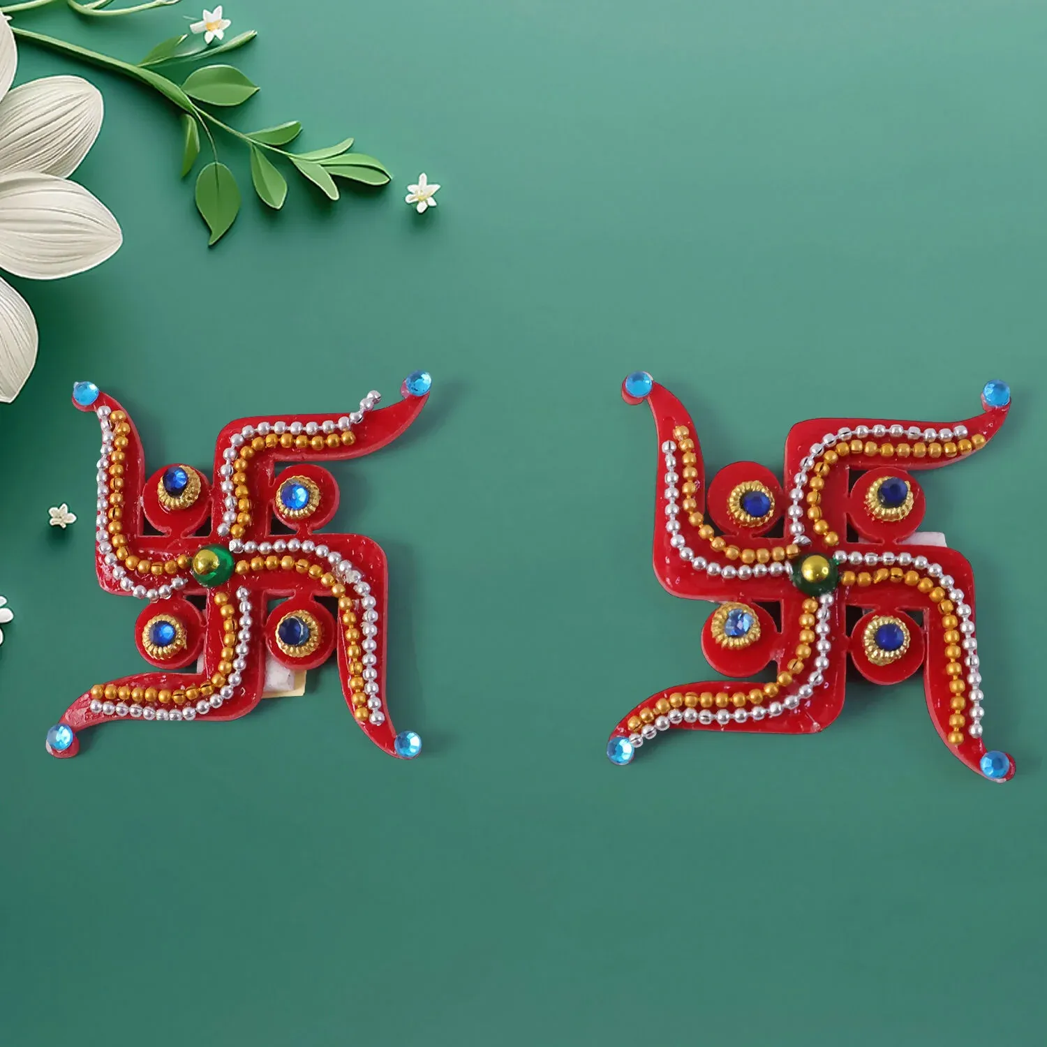 Premium Swastik Door Hanging – Red Acrylic Pair for Auspicious Occasions - Buy Online at Alikart
