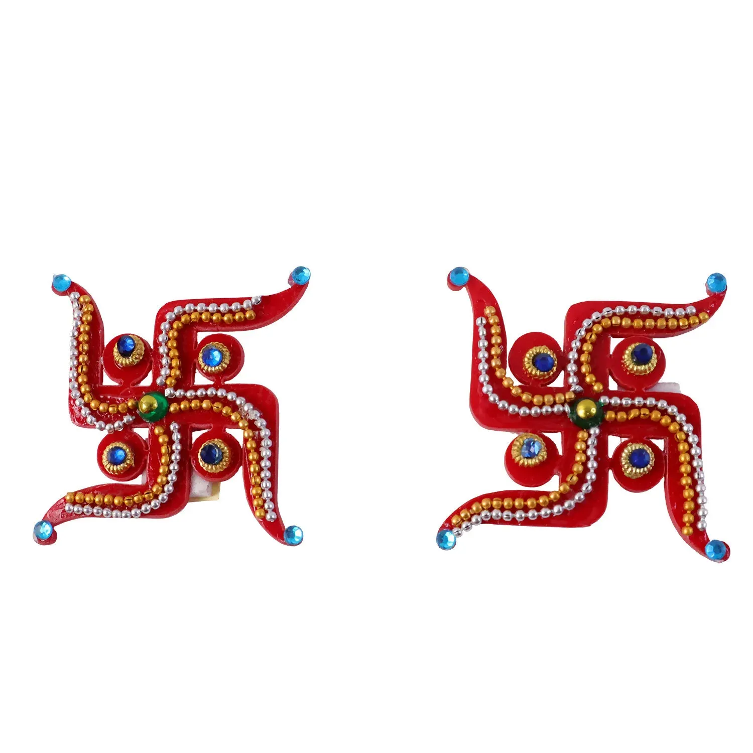 Swastik Door Hanging – Red Acrylic Pair for Auspicious Occasions - Detailed Feature View 4