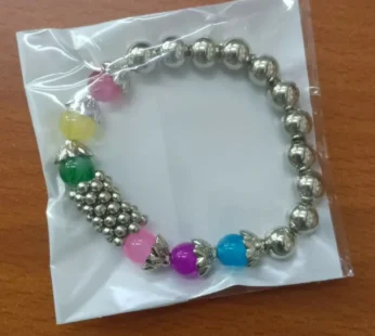 Multi Beads Bracelet with Designer Silver Detailing – Unisex