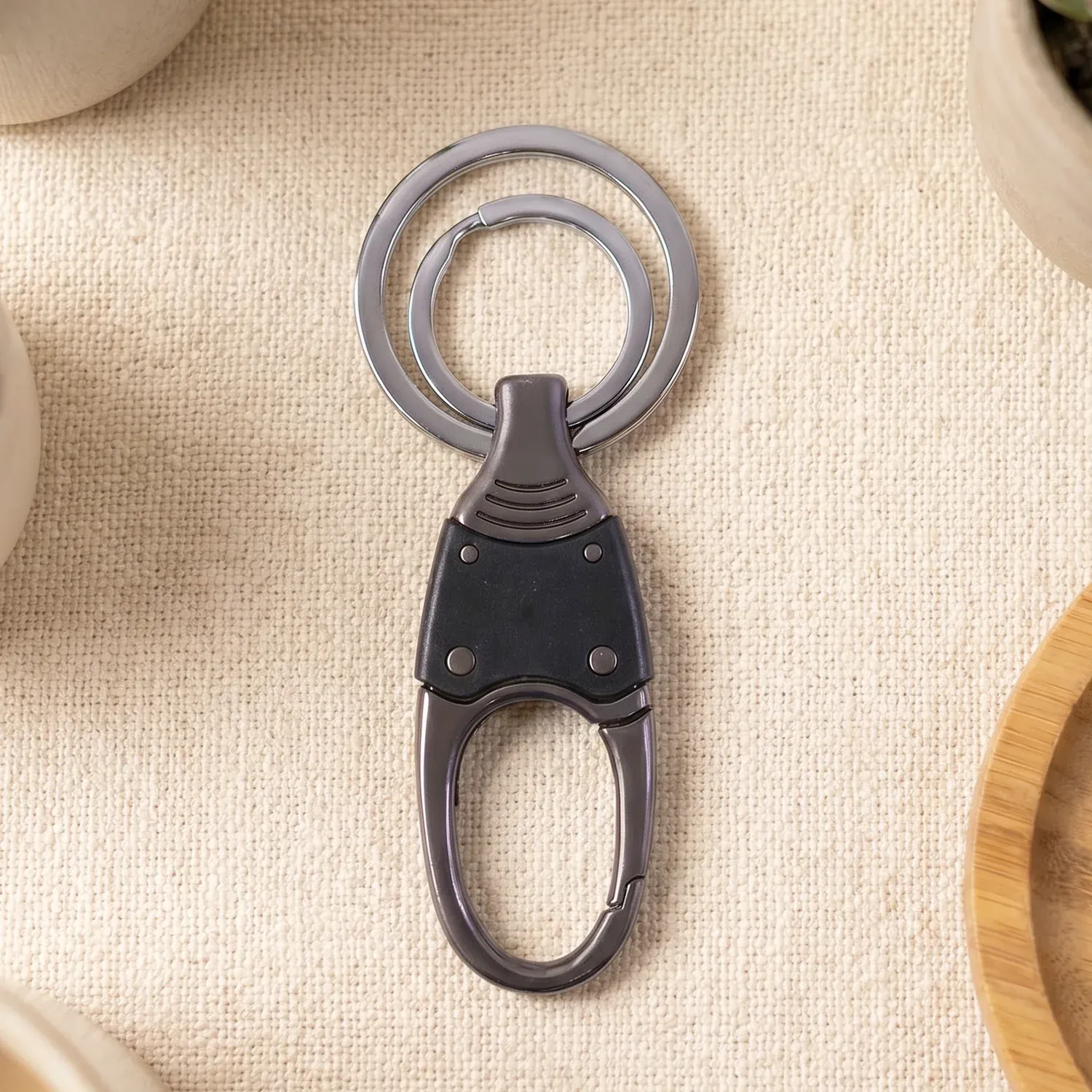 Premium Dual Ring Metal Key Holder with Rotating Swivel Keychain - Detailed Feature View 7
