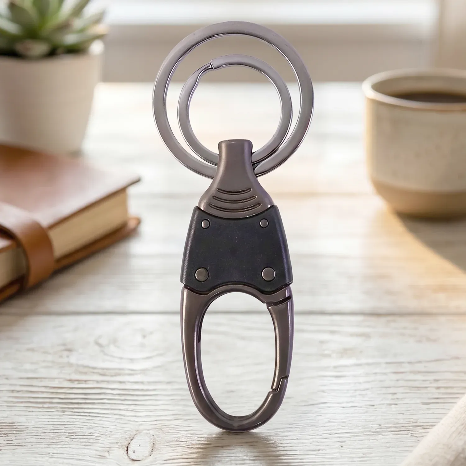 Premium Dual Ring Metal Key Holder with Rotating Swivel Keychain - Detailed Feature View 6