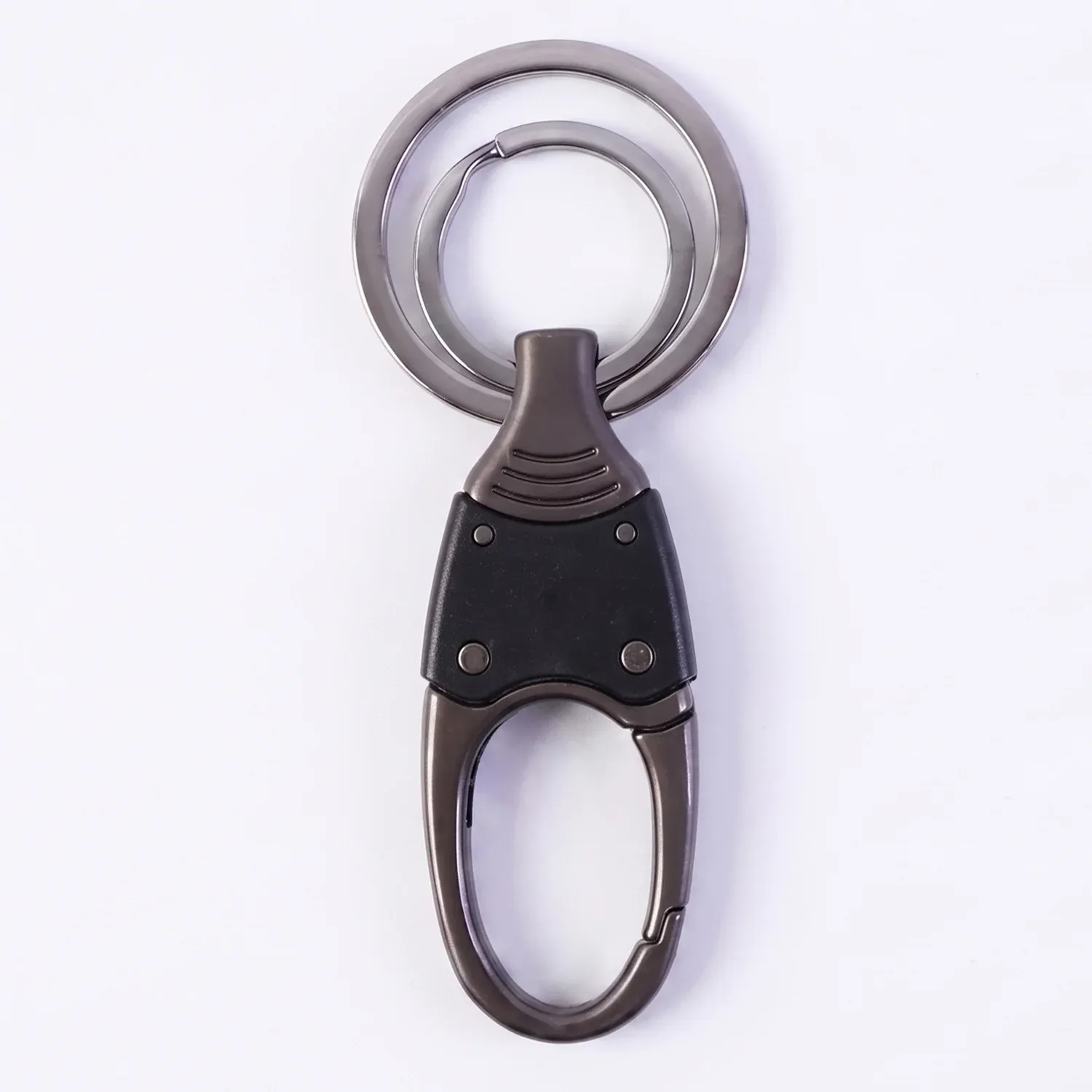 Premium Dual Ring Metal Key Holder with Rotating Swivel Keychain - Detailed Feature View 3