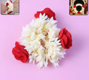 Traditional Artificial Flower Gajra with Red Rose & White Jasmine (1 Pc)