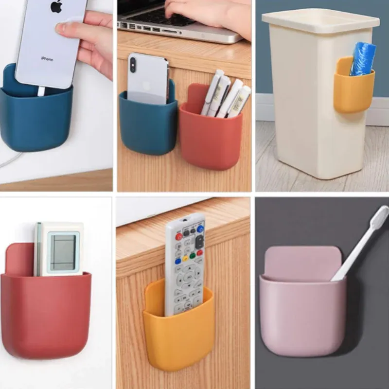 Wall Mounted Mobile & Remote Holders – Multipurpose Organizer for Living Room & Bedroom (Random color-Pack of 4) - Detailed Feature View 3
