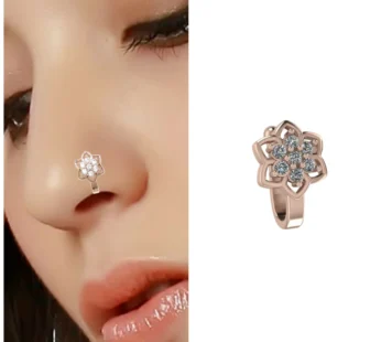Gold Tone Flower Design Non-Piercing Nose Stud Cuff