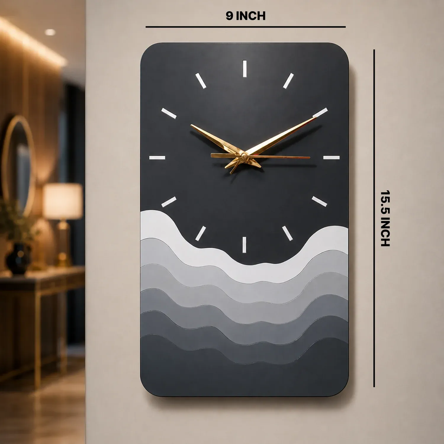 Modern Minimalist Wave Wall Clock | Silent Decorative Wall Clock for Living Room, Bedroom & Office - Detailed Feature View 5