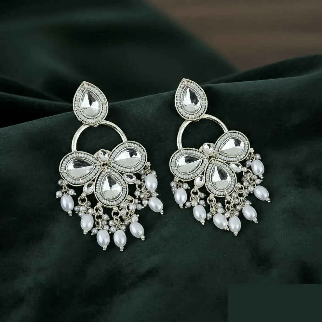 Premium Elegant Dangle Earrings with Pearl Drops earrings - Buy Online at Alikart