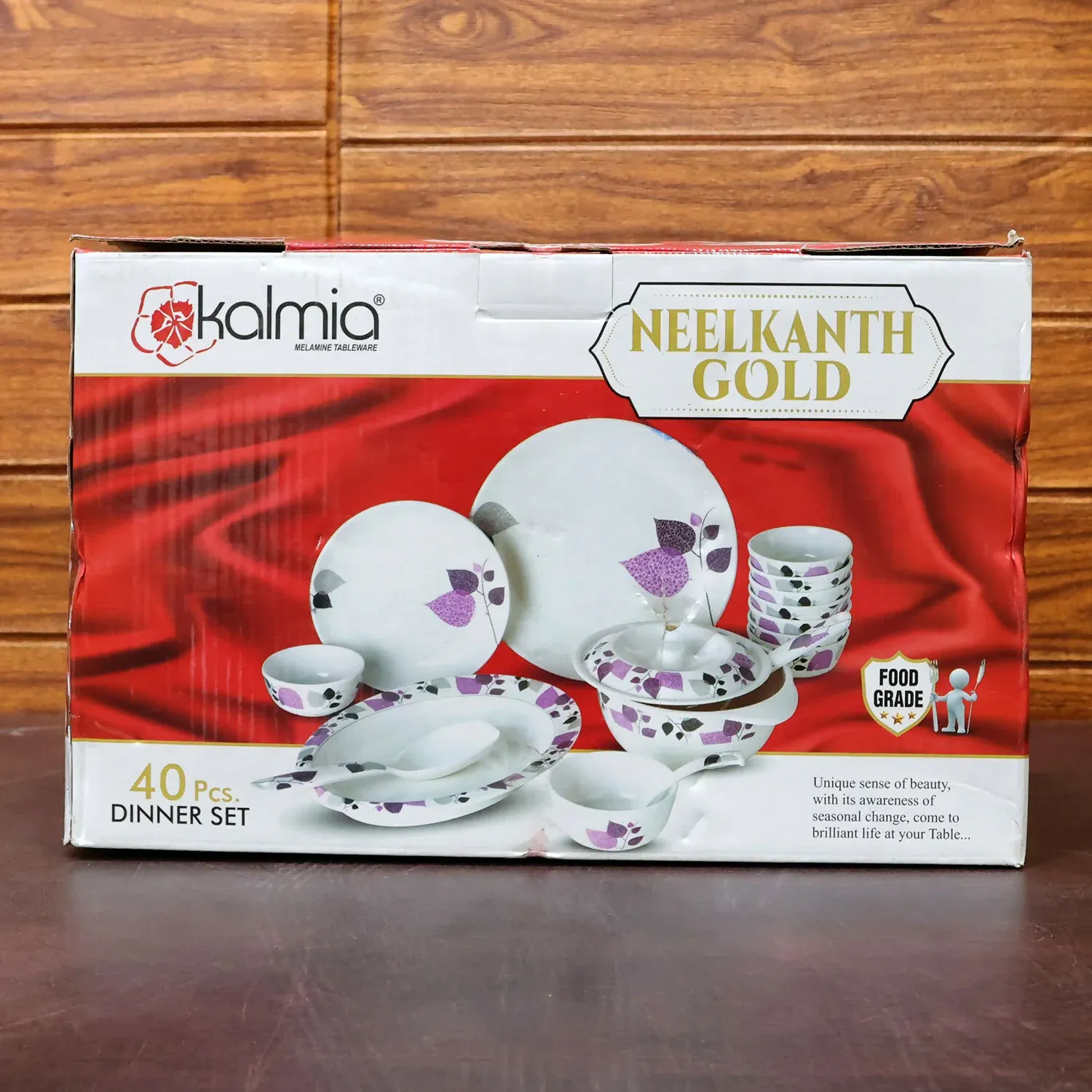 Kalmiya Neelkanth Gold 40-Piece Melamine Dinner Set for 6 Persons - Detailed Feature View 6