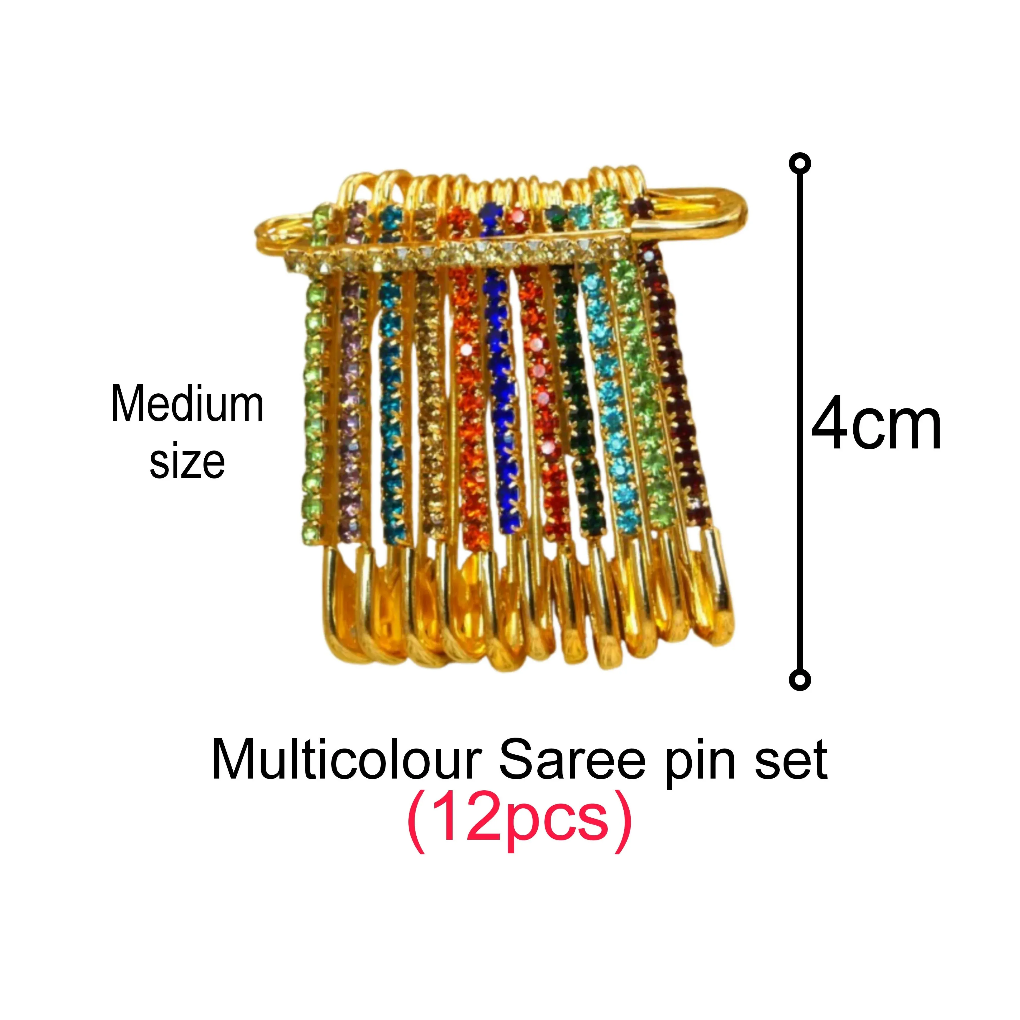 Premium Multicolor Stone Gold Plated Saree Pin for Women & Girls - Buy Online at Alikart