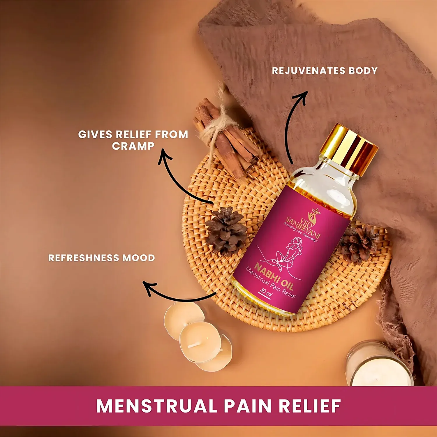 Nabhi Oil for Menstrual Pain Relief – Ayurvedic Herbal Cramp Relief - Detailed Feature View 5