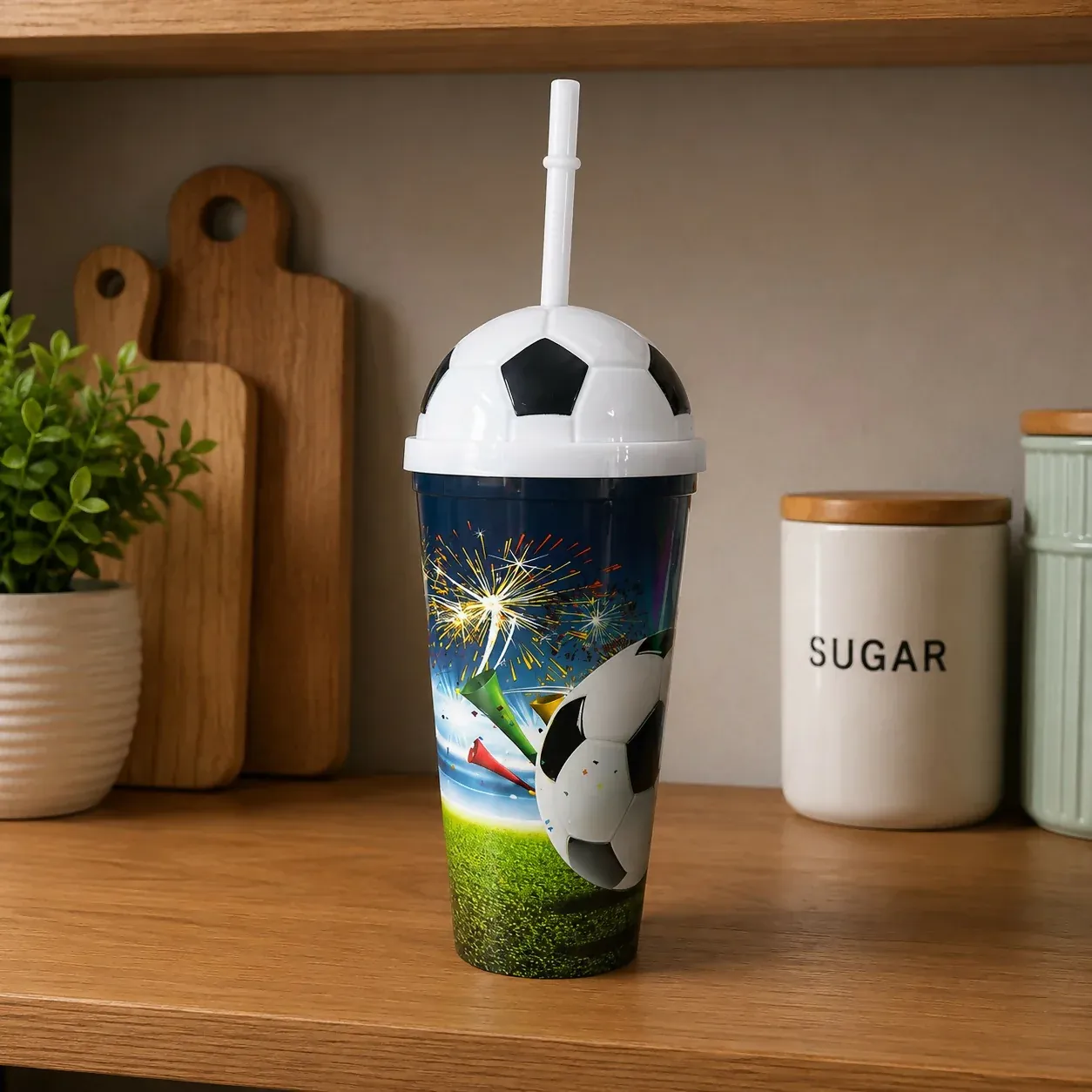 Plastic Football Sipper Cup – Perfect for Kids & Sports Fans - Detailed Feature View 2