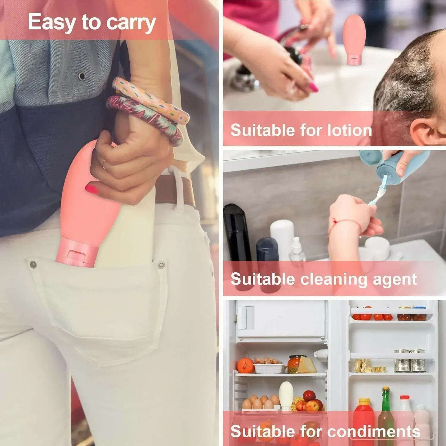 Travel Bottle Set of 3 for Toiletries – Leak-Proof Silicone 60ml - Detailed Feature View 5