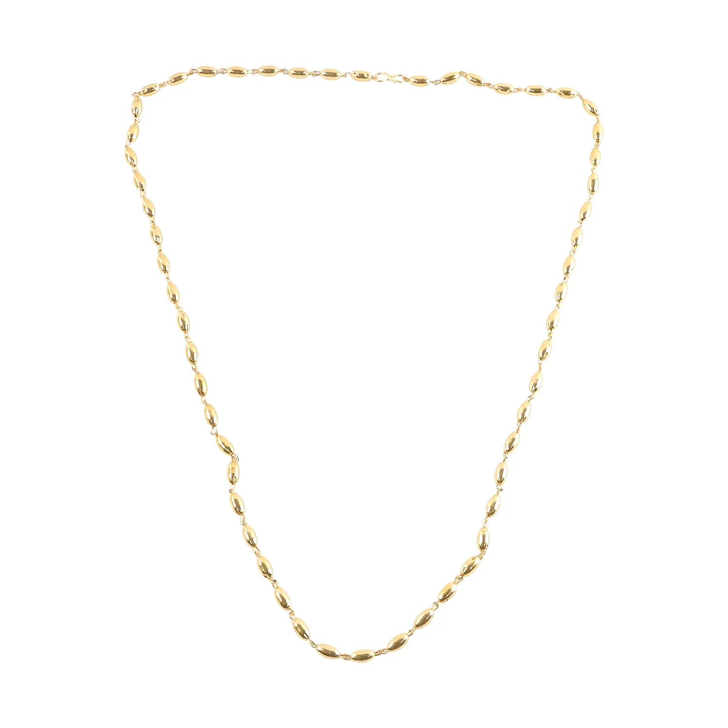 Elegant Gold-Tone Oval Bead Necklace Chain for Women (1 Pc) - Detailed Feature View 4