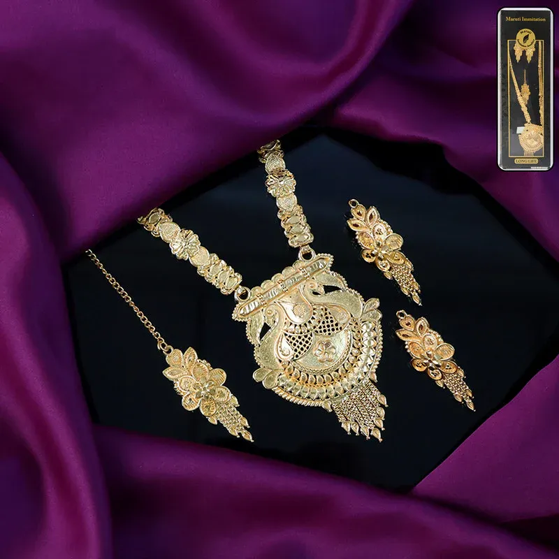 Premium Heritage-Inspired Gold-Plated Long Necklace Set for Festive & Ceremony Wear - Buy Online at Alikart