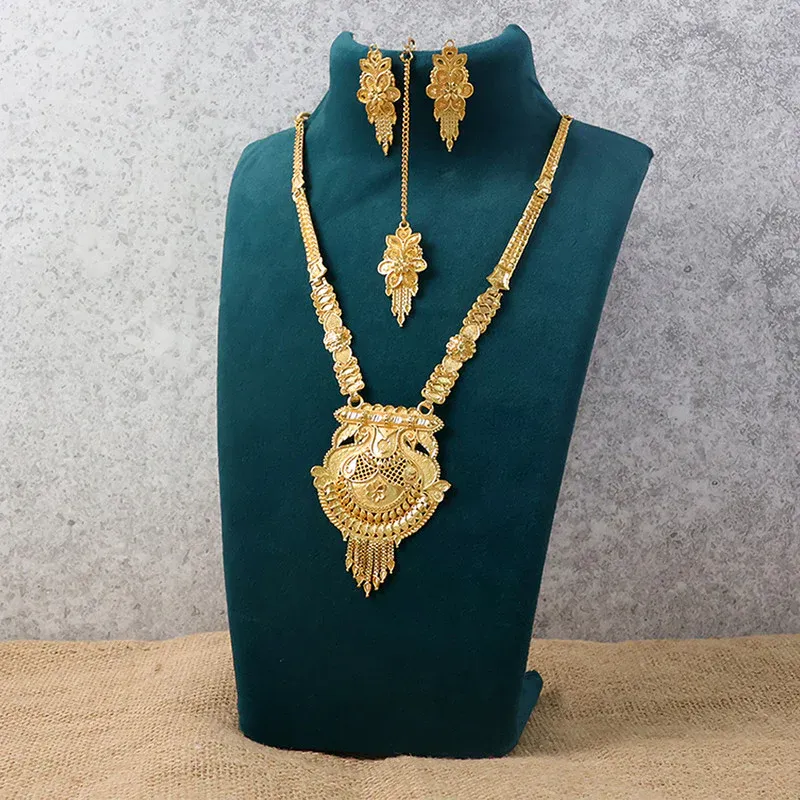 Heritage-Inspired Gold-Plated Long Necklace Set for Festive & Ceremony Wear - Detailed Feature View 1