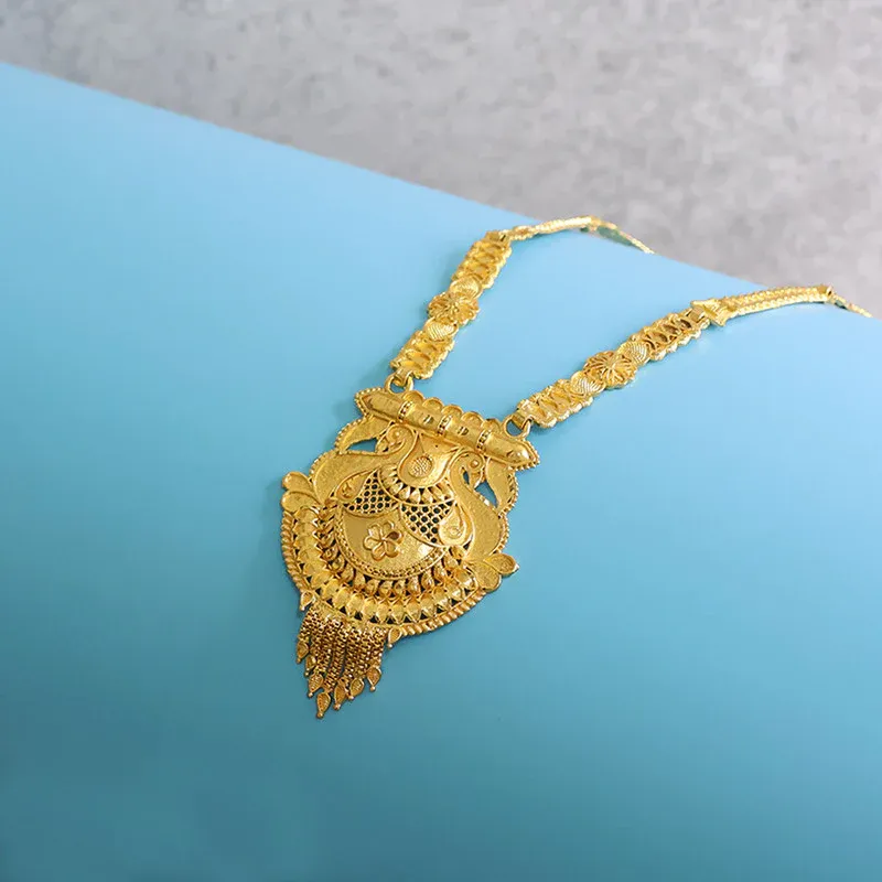 Heritage-Inspired Gold-Plated Long Necklace Set for Festive & Ceremony Wear - Detailed Feature View 5