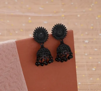 Black Oxidised Jhumka Earings