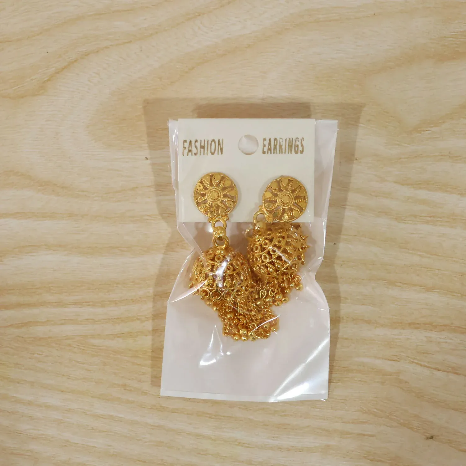 Golden Chain Tassel Jhumka Earrings - Stylish Party Jewellery for Women - Detailed Feature View 6
