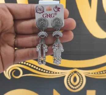 Elegant Oxidised Silver Traditional Jhumka Earrings for Women