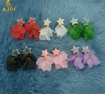 Luxury Star-Top Floral Drop Earrings with Soft Matte Petal Layers