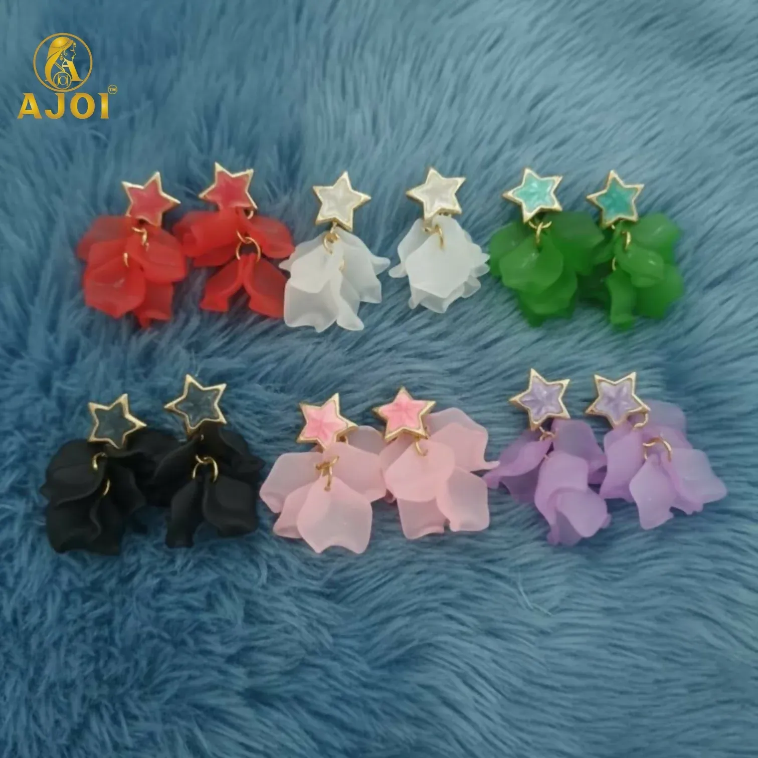 Premium Luxury Star-Top Floral Drop Earrings with Soft Matte Petal Layers - Buy Online at Alikart